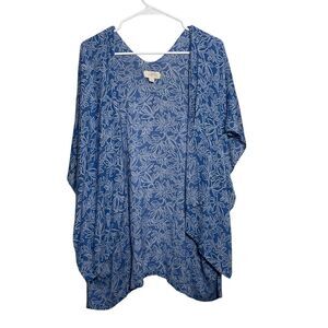 Loft Sweater Women's XS/S Blue Open Cardigan Kimono Floral Boho Slouchy Top